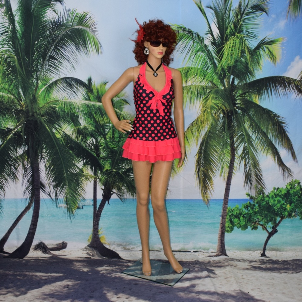This is a Pink / Black Polka dot Old Style yet new